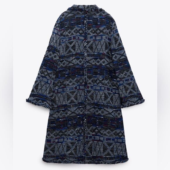 ZARA FLUID JACQUARD COAT LIMITED EDITION - Picture 10 of 12
